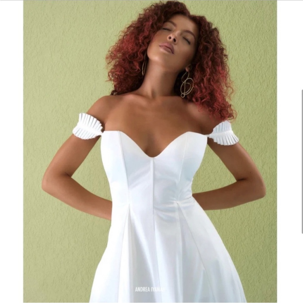 NWT Andrea Iyamah Vola White Maxi Dress - Picture 4 of 13